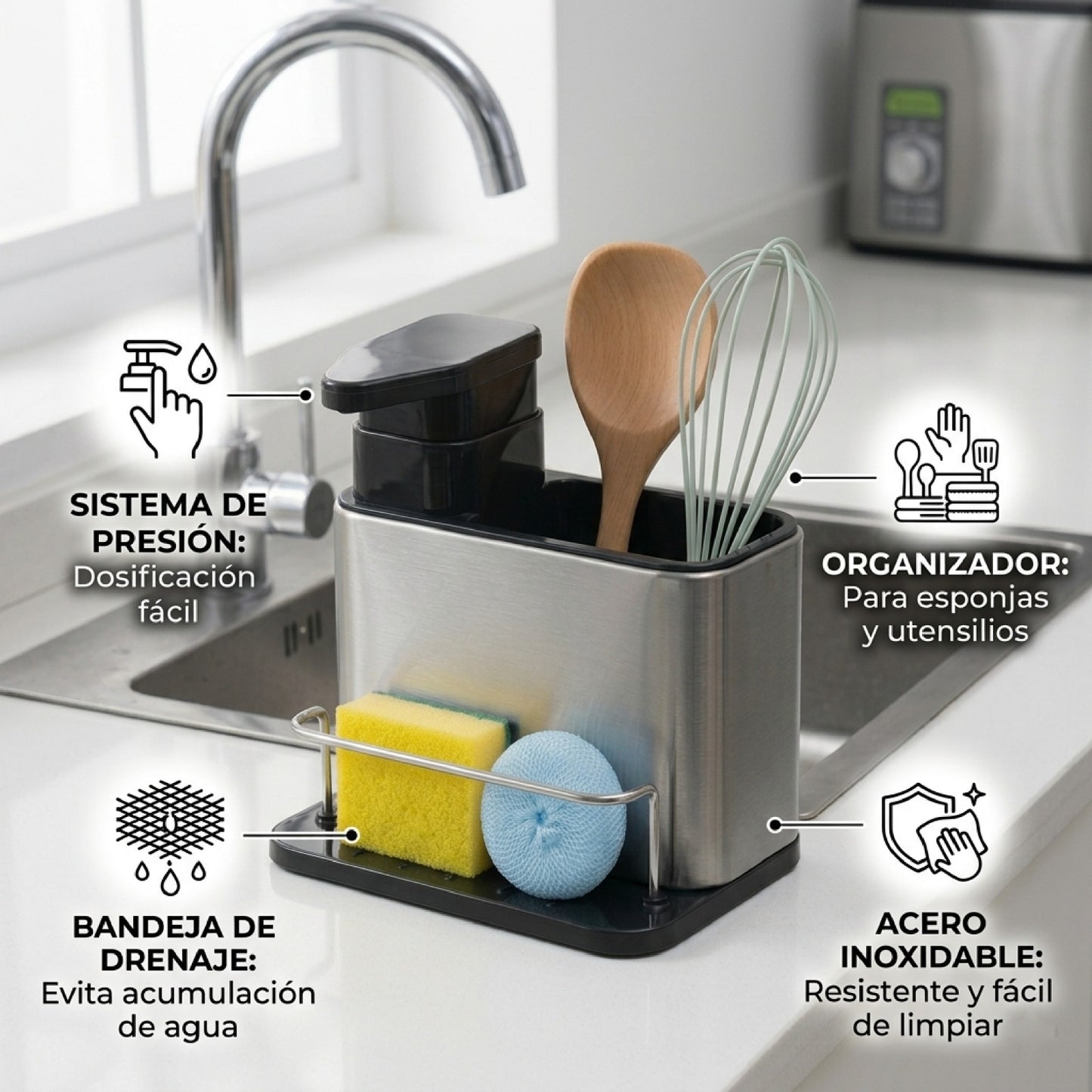 Dispensador de Jabón Soporte Inoxidable